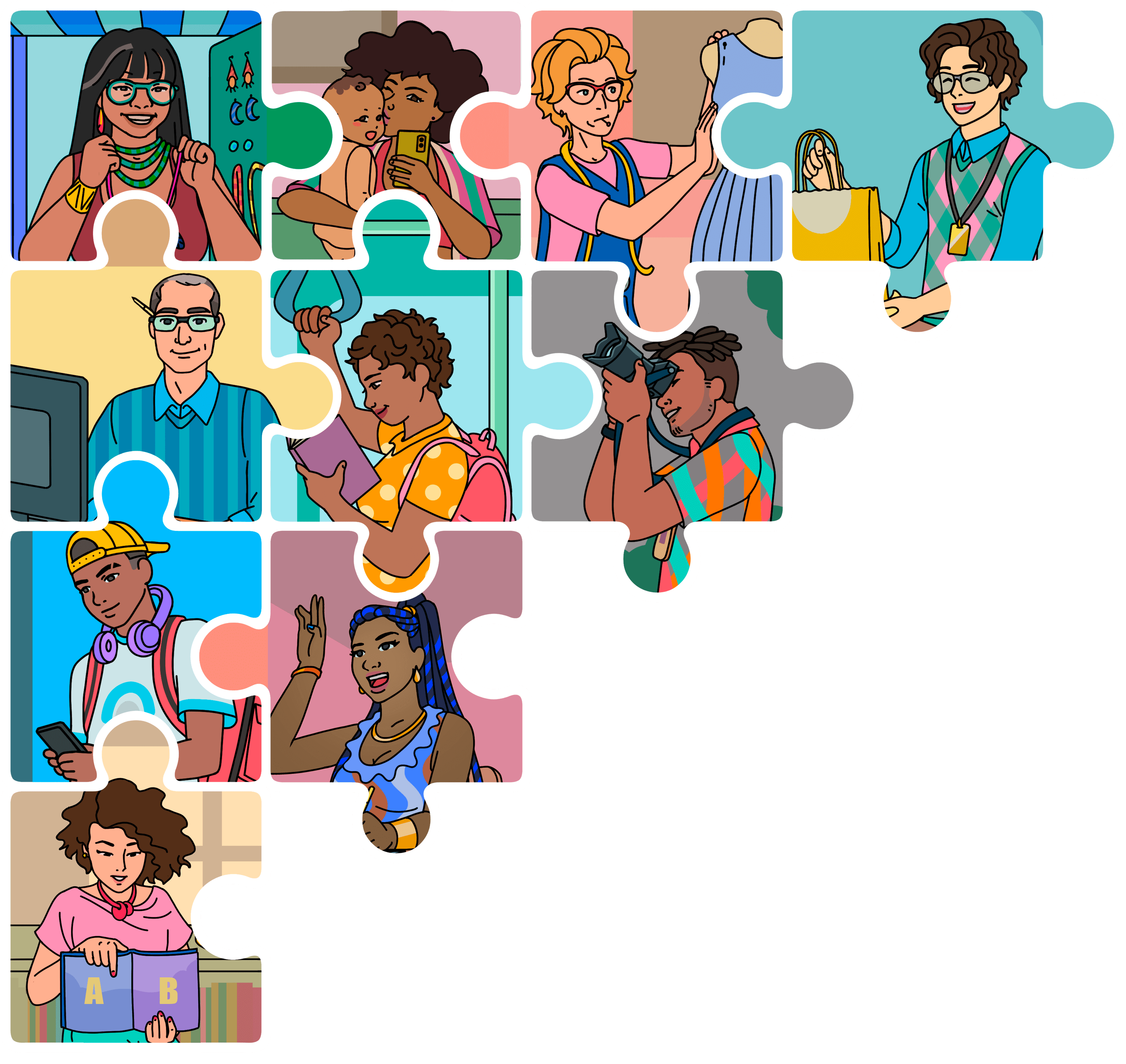 Quebra-cabeça representando diversidade e cuidado